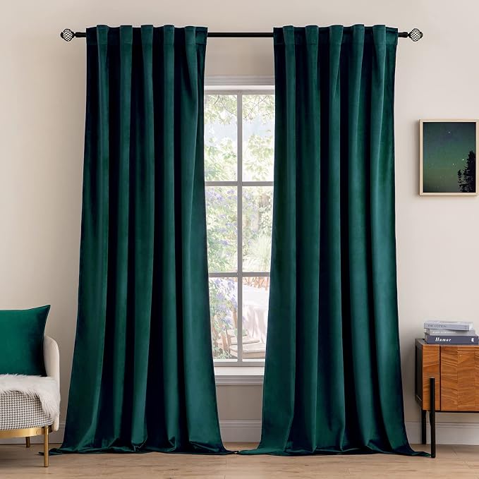MIULEE Velvet Blackout Curtains 52x108 inches 2 Panels Emerald Green | Luxury by MIULEE