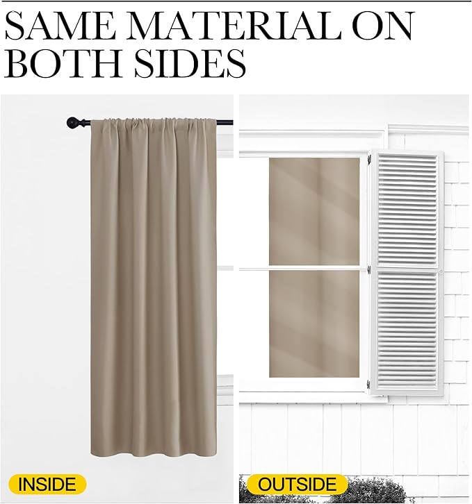 NICETOWN Window Curtains Blackout Drapes, 1 Pair, 52 by 84-Inch, Thermal - Image 5