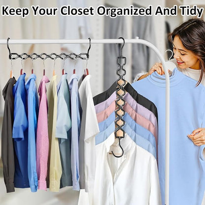 Space Saving Hangers for Clothes 6 Pack, Sturdy Metal Hangers Heavy Duty Magic - Image 6