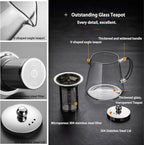 Glass Teapot (32oz/950ml) MJZQCD with Removable Stainless Steel Infuser,Glass Tea Pot transparent Stovetop tea Kettle,Blooming and Loose Leaf Tea Maker,Microwave & Dishwasher Safe