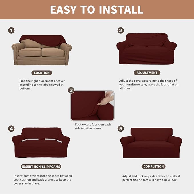 Easy-Going 100% Waterproof Couch Cover, 3 Cushion Couch Slipcover - Image 5
