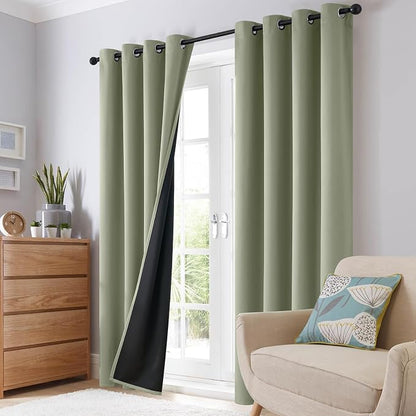 SimpleHome Light Sage 100% Blackout Curtains Room Darkening Living Room 96 | - Image 8