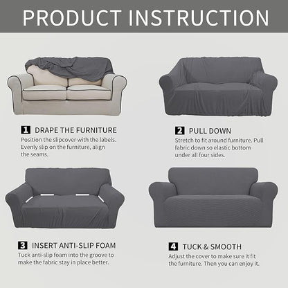 Easy-Going Stretch Oversized Loveseat Couch Covers Washable Grey | 1-Piece - Image 6
