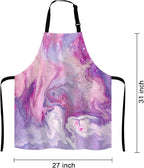 Purple Marble Pattern Bib Apron with Adjustable Neck for Men Women,Suitable for Home Kitchen Cooking Waitress Chef Grill Bistro Baking BBQ Apron