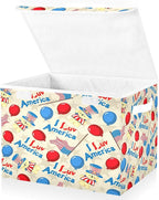susiyo Classical American Pattern fabric storage baskets with lids,Collapsible Storage Boxes,Foldable storage boxes with handles for Home,Office,Closet Organization
