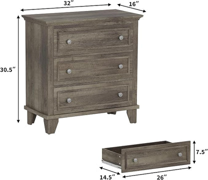 IDEALHOUSE 3 Drawer Dresser, Wooden Storage Chest of Drawers - Image 2