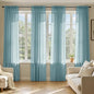 MIULEE Dusty Blue Sheer Curtains 96 Inches Long 4 Panels 42 x 96 Inches | Light by MIULEE
