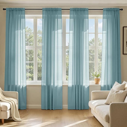 MIULEE Dusty Blue Sheer Curtains 72 Inches Long 4 Panels 42 x 72 Inches | Light by MIULEE