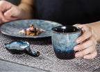 Ceramic Tea Cup, Kung Fu Tea set, Coffee Cup, Yerba Mate Set 4-piece companion cup set (Grey)