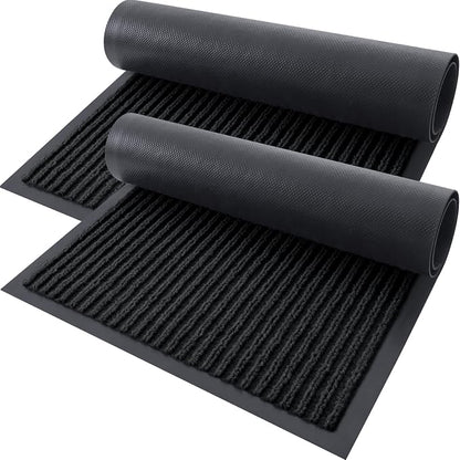 OLANLY 2-Pack Front Door Mats 29.5x17, Waterproof Heavy-Duty Doormats | Black by OLANLY