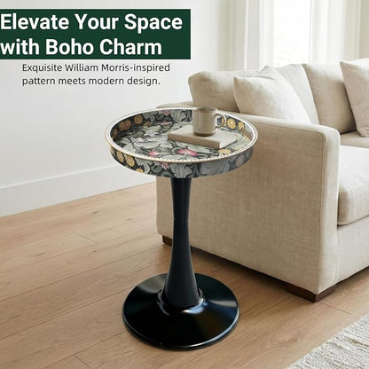Gesodant Boho Chic Round Side Table, Stable Hourglass Pedestal Base, Unique - Image 4