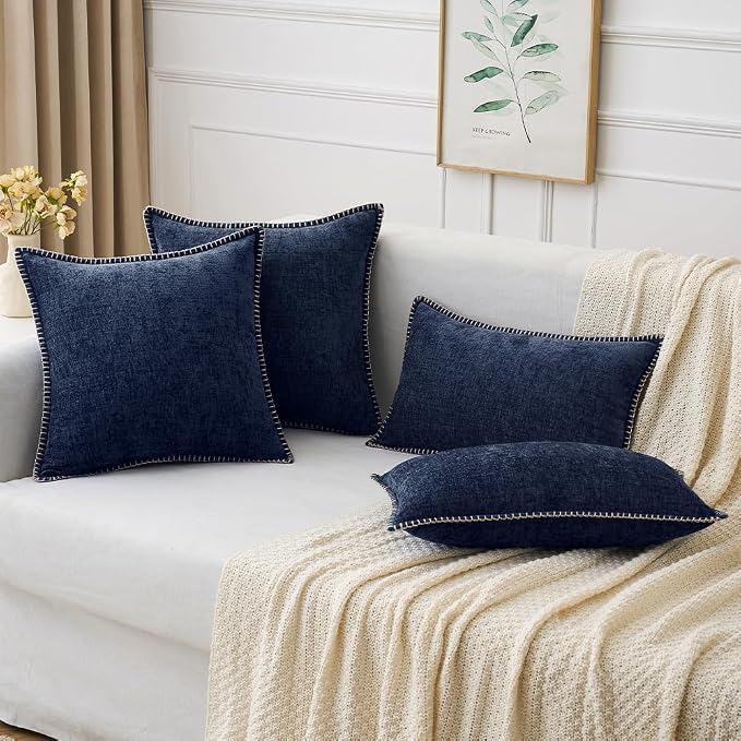 MIULEE Decorative Couch Throw Pillow Covers 20x20 Inch Navy Blue 2 Pack | - Image 5