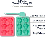 Country Living 3-Piece Silicone Baking Kit – Includes 2 Baking Trays (6-Cavity Paw Print Mold) & Spatula – Non-stick Silicone for Homemade Dog Treats, Candy, Chocolate, & Ice Cubes