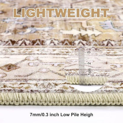 Yamaziot Washable Runner Rug, 2x8 Non-Slip Boho Vintage Hallway Kitchen Rug | - Image 5