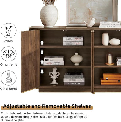 LKTART 64" Buffet Cabinet with Storage, Modern Fluted Accent Sideboard Media - Image 6