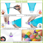 24-Piece Russian Piping Tips Set, Cake Decorating Kit with 9 Frosting Nozzles, Reusable Piping Bags, and Baking Supplies for Cupcakes, Cookies, Cakes - Ideal for Bakers & Beginners