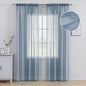 MIULEE Semi Transparent Dusty Blue Linen Textured Sheer Curtains 54W×108L | by MIULEE