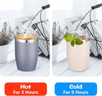 VEGOND Stainless Steel 12 oz Tumblers bulk Vacuum Insulated Double Wall Travel Tumbler with Lid and Straw Reusable Tumbler, Beige 1 Pack