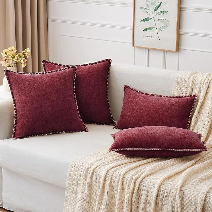 MIULEE Decorative Couch Throw Pillow Covers 16x16 Inch Burgundy Red 2 Pack | - Image 8