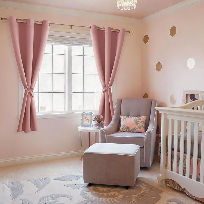 Room Darkening Curtains for Bedroom 2 Panels Dusty Rose 38x63 Inch | Thermal - Image 6