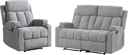 CANMOV Manual Recliner Sofa Set, Fabric Recliner Living Room Furniture Sets - Image 8