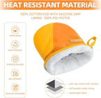 Mini Oven Mitts, Kitchen Oven Gloves Kitchen Mittens 500 Degrees Heat Resistant Baking Gloves, Non-Slip Silicone Surface with Hanging Loops Hot Gloves for Cooking, Baking, BBQ 1 Pair-Orange
