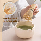 Matcha Set, 8Pcs Floral Ceramic Matcha Set with Matcha Whisk, Holder, Scoop, Scoop Rest, Sifter, Spoon and Tea Towel - Thoughtful Matcha Whisk Set Gift for Matcha Lovers (Beige)