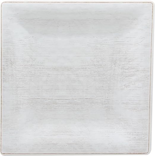Carlisle FoodService Products Grove Reusable Plastic Plate Square Plate with Rim for Home and Restaurant, Melamine, 8.5 Inches, Buff, (Pack of 12)
