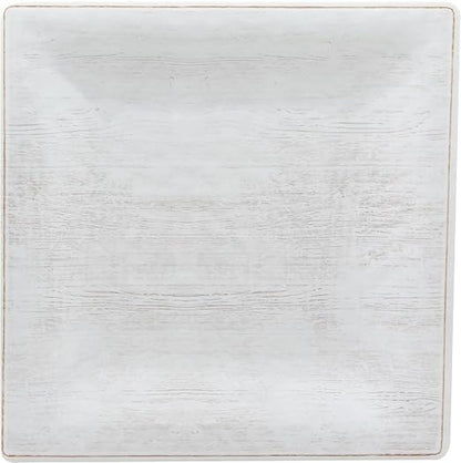 Carlisle FoodService Products Grove Reusable Plastic Plate Square Plate with Rim for Home and Restaurant, Melamine, 8.5 Inches, Buff, (Pack of 12)