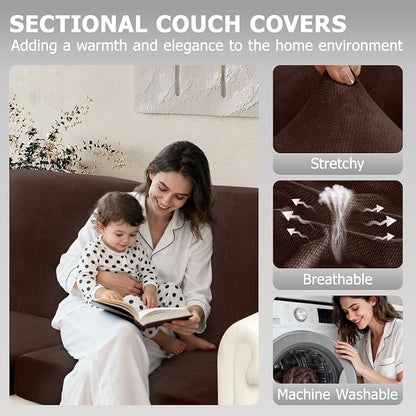 Arfntevss Sectional Couch Covers L Shape Couch Cushion Covers Slipcovers Fitted - Image 2