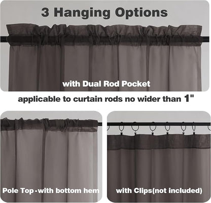 Chyhomenyc Chocolate Brown Sheer Curtains 78 Inches Long 2 Panels Set - Image 4