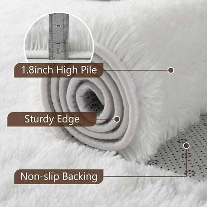 7x10 Large White Fluffy Soft Area Rug Non-Slip - Image 6