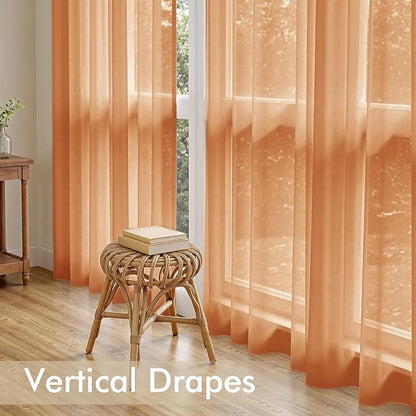 MIULEE Fall Orange Sheer Curtains 72 Inches Long 4 Panels 42 x 72 Inches | - Image 5