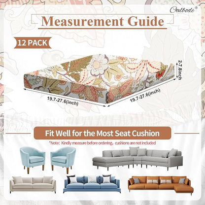 CALBODE 12Pcs High Elastic Digitally Printed Sofa Seat Cushion Cover, Soft & - Image 2