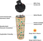 BJPKPK 34oz Skinny Tumbler With lid And Straw Stainless Steel Travel Coffee Mug Insulated Tumblers Cups,Spring Party Brown