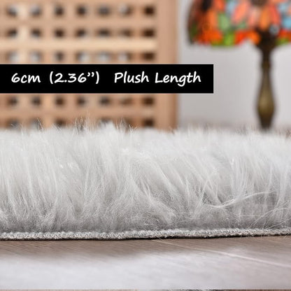 Goolela Grey Fluffy Fuzzy Furry Rug 2x6 - Image 3