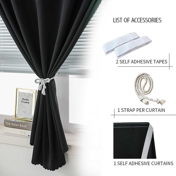 Portable Light Blocking Curtains Self-Stick Design, Removable Adhesive Window - Image 7