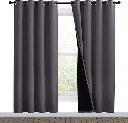 NICETOWN Grey Full Shade Curtain Panels, Pair of Energy Smart & Noise Blocking by NICETOWN