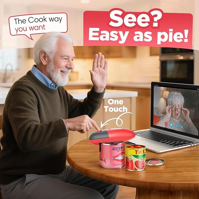 One Touch Electric Can Opener Open Almost Can with Smooth Edge, Electric Can Openers for Kitchen Food-Safe Magnetic Catches Cover, Electric Can Opener for Seniors, Arthritis and Chef