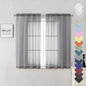 Charcoal Grey Sheer Curtains 54 Inch Length 2 Panels, Light Filtering Voile by Lecloud