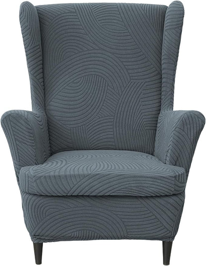 HAOYONG Wing Chair Slipcovers Printed Wingback Chair Covers 2 Pieces Wingback by HAOYONG