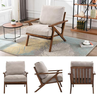 HNY Set of 2 Mid Century Accent Chair, Faux Leather Upholstered Armchair - Image 5