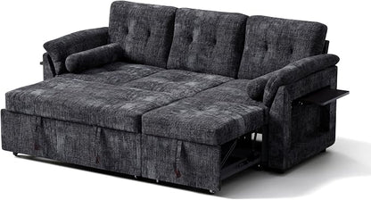 Convertible Sleeper Sofa Bed, 63 Inch Chenille Pull Out Couch - Image 11