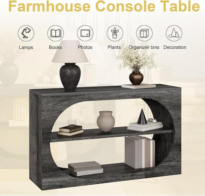 Console Table, 55-Inch Entryway Tables 3-Tier Wood Narrow Sofa Tables - Image 8