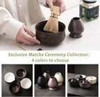 Matcha Set, Japanese Tea Set Includes Matcha Bowl with Spout, Matcha Whisk Holder (chasen), Bamboo Matcha Whisk and Bamboo Scoop, Ceramic Matcha Kit for Tea Lovers