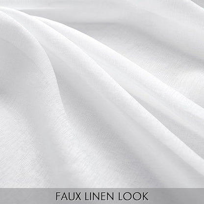 MIULEE Semi White Linen Textured Sheer Curtains 42W×63L Rod Pocket 2 Panels | - Image 2