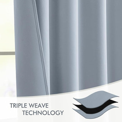 MIULEE Light Blue Back Tab Blackout Curtains 52x96 Inch Long 2 Panels Set | Rod - Image 7