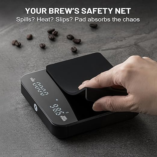 KitchenTour CaféMetric Coffee Scale with Timer 0.1g/2000g - Precision Scale for Espresso & Pour Over - Water Flow Speed Mode and Coffee Powder-to-Liquid Ratio Mode - Rechargeable, LCD Display - Black