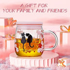 Glass Tea Cup with Infuser and Lid, 16.2oz/480ml Large Borosilicate Teacup,Tea Glass, Clear Mug for Loose Leaf Tea, Blooming Tea, Microwave & Dishwasher Safe - Tea Maker Gift for Birthday