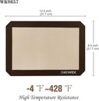 CHEFMADE 13-Inch Silicone Baking Mat with Measurements, Non-stick Heat Resistant Rolling Dough Mat, for Pastry,Pizza, Fondant and Pie Crust Making 8.6" x 12.6" (Brown)